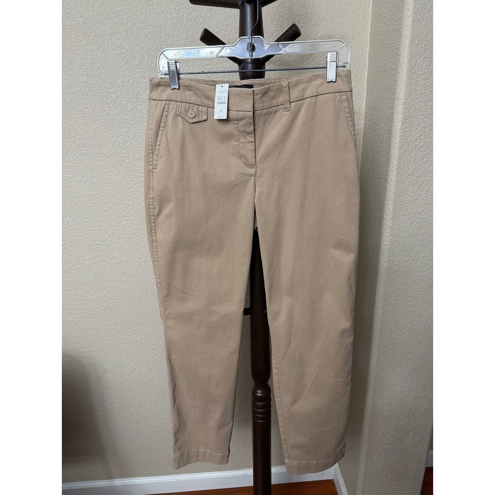 Talbots Petites Khaki Chino Pants Womens 4P Straight Leg Tan Cotton Blend NWT